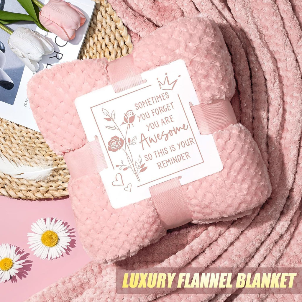 Birthday Gifts for Women Self Care Get Well Soon Gifts, Rose Relaxing Spa Bath Gift Basket Care Package w/ Flannel Blanket 40 OZ Tumbler, Mother's Day Gift for Mom Her Wife Girlfriend Grandma Sister