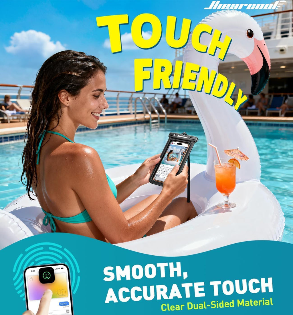 Hiearcool Waterproof Phone Pouch - IPX8 Cellphone Dry Bag for Beach & Swimming