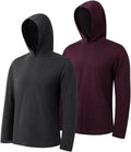 2PC Men's Athletic Hooded Shirts – Dry Fit Long Sleeve for Gym, Fishing & Sun Protection