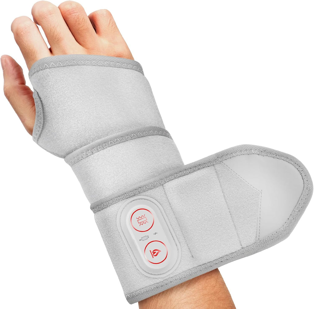 Cordless Wrist Hand Heating Pad Massage for Pain Relief, Rechargeable Heated Wrist Brace for Carpal Tunnel, Red Light Therapy Heated Wrist Massager Wrap for Arthritis