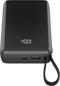 Portable Charger Power Bank 50000mAh, 22.5W Fast Charging Portable Charger with Built-in Cables, Travel Camping 4 Outputs External Battery Pack, LED Display for iPhone, Android, iPad, Black