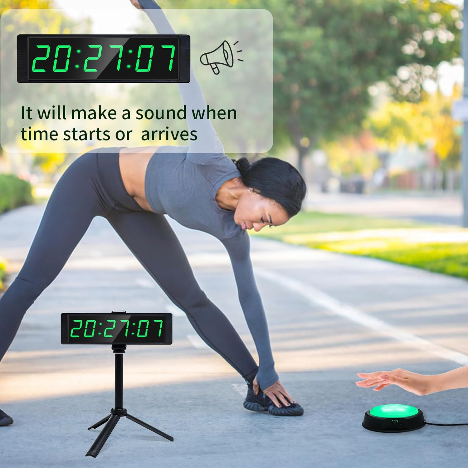 Gym Timer Clock for Home Gym, Fitness Timer with External Stopwatch Button and Remote Control