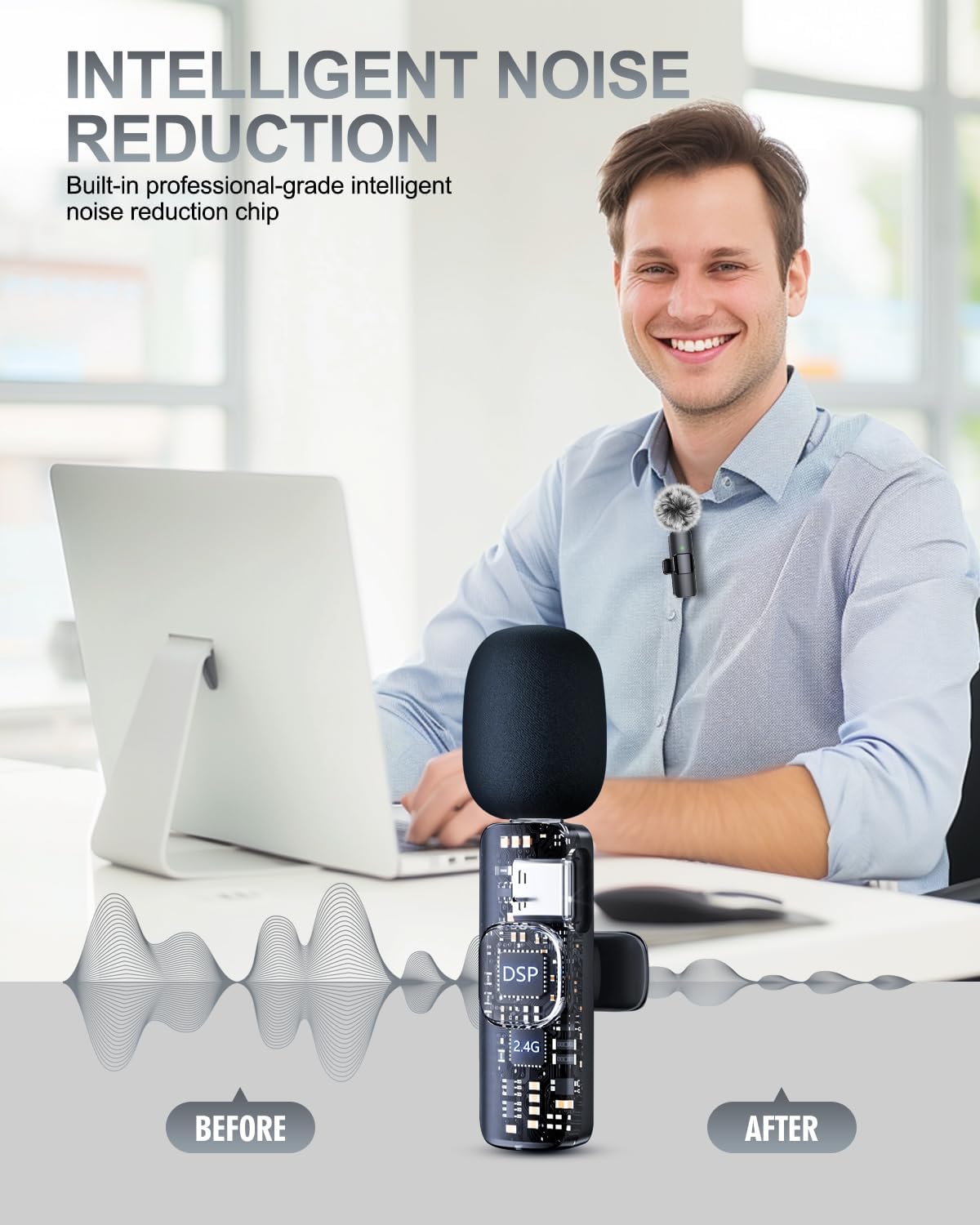3-in-1 Professional Wireless Lavalier Microphone for Smartphones, Cameras, and Laptops - Crystal Clear Sound