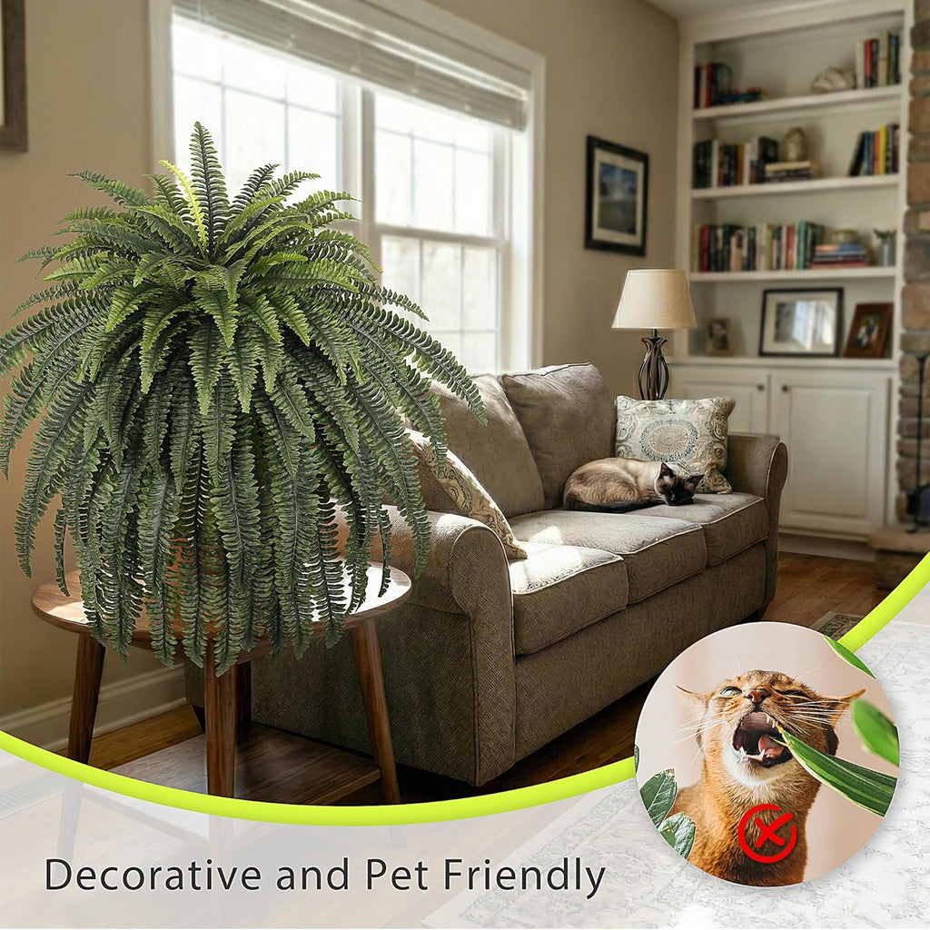 FOREST PRINCE 68" Artificial Ferns for Outdoor, UV Resistant Giant Faux Boston Fern Bush with 92 Fronds, Large Fake Plants Fade Resistant for Porch Patio Garden Home Decor