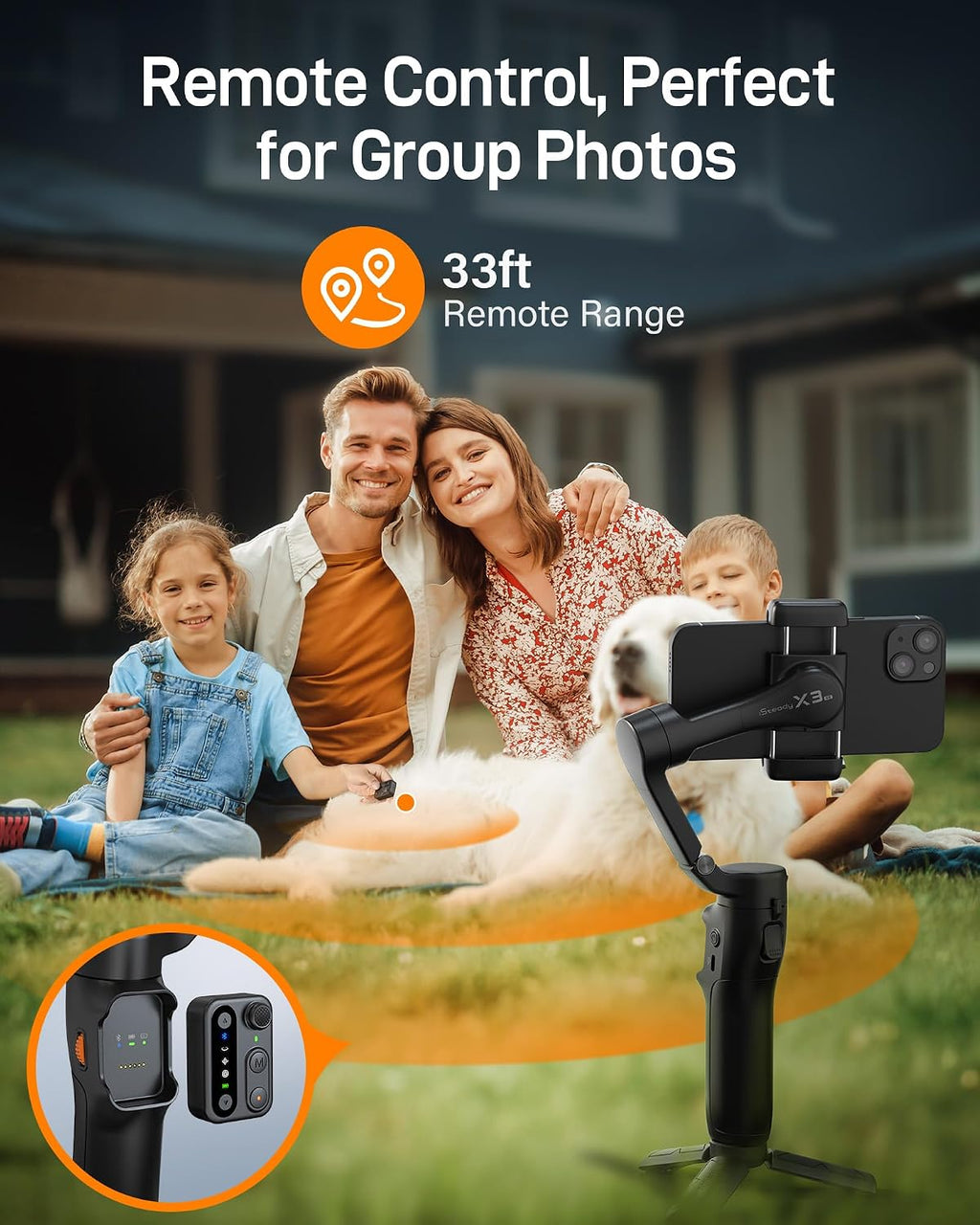 3-Axis Gimbal Stabilizer for iPhone & Android with Detachable Remote, Foldable Phone Stabilizer