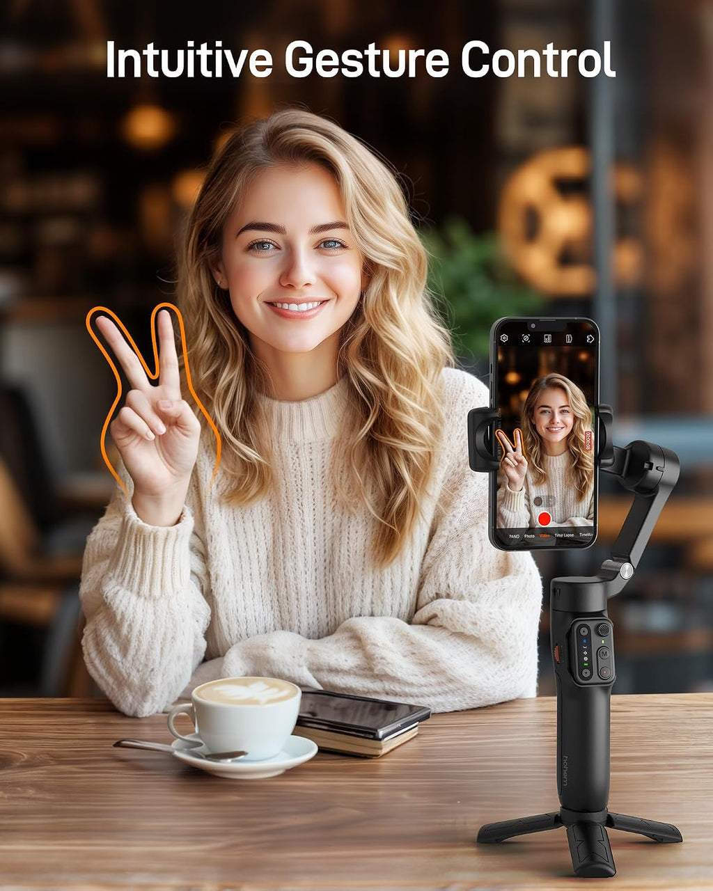 3-Axis Gimbal Stabilizer for iPhone & Android with Detachable Remote, Foldable Phone Stabilizer
