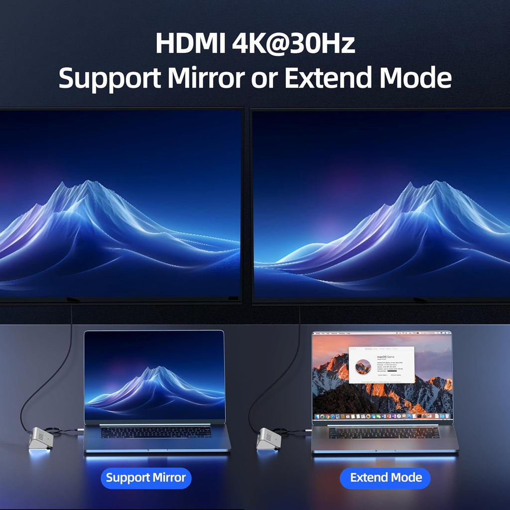 10-in-1 USB C Hub with 4K HDMI, Gigabit Ethernet, 100W PD, and SD/TF Card Reader