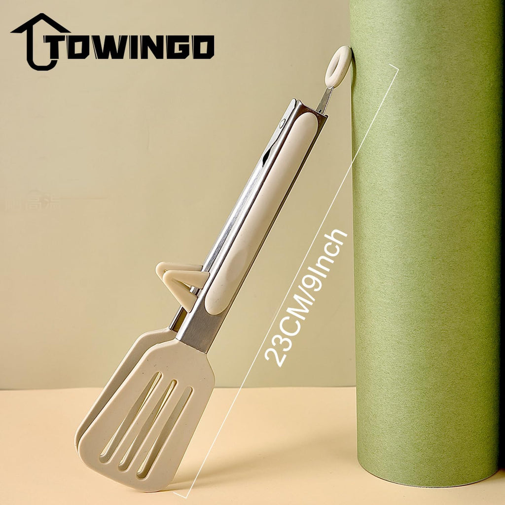 Kitchen Tongs, 9 Inch Tongs for Cooking with Silicone Tips, Food Grade Small Silicone Tongs, Mini Serving Tongs for Nonstick Pans, BBQ, Salad, Set of 3, White