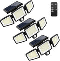 Solar Outdoor Lights 2500LM 210 LED Security Lights with Remote Control,3 Heads Motion Sensor Lights, IP65 Waterproof,270° Wide Angle Flood Wall Lights with 3 Modes