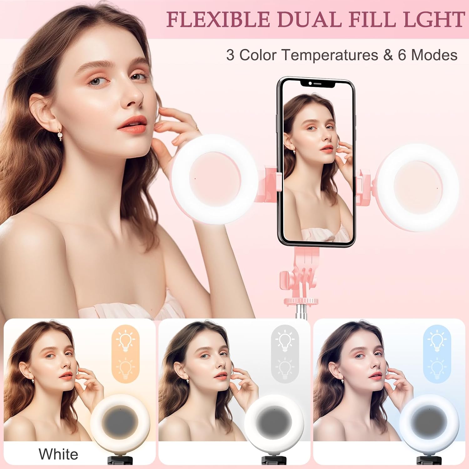 Dual fill lights showing warm, neutral, and cool light tones